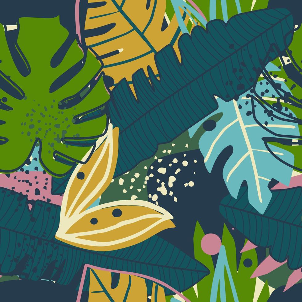 diseño de collage contemporáneo. patrón impecable con un jardín floral exótico de moda. vector