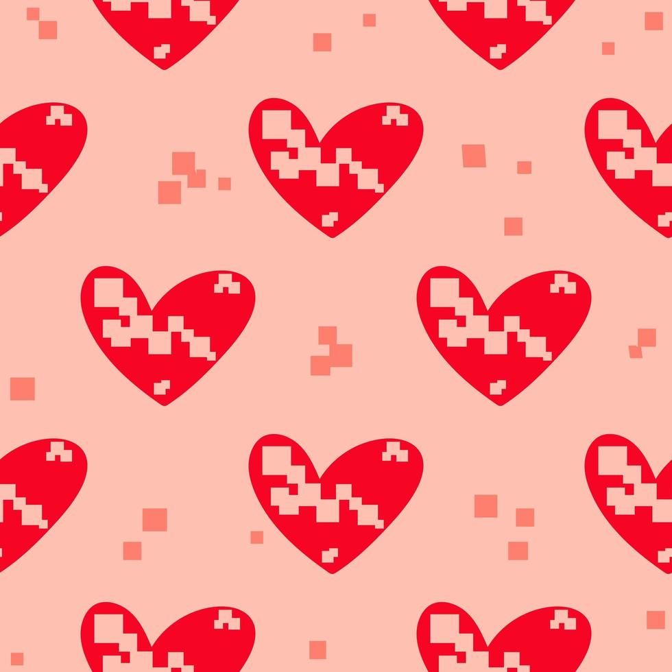 Disintegrating hearts seamless pattern vector