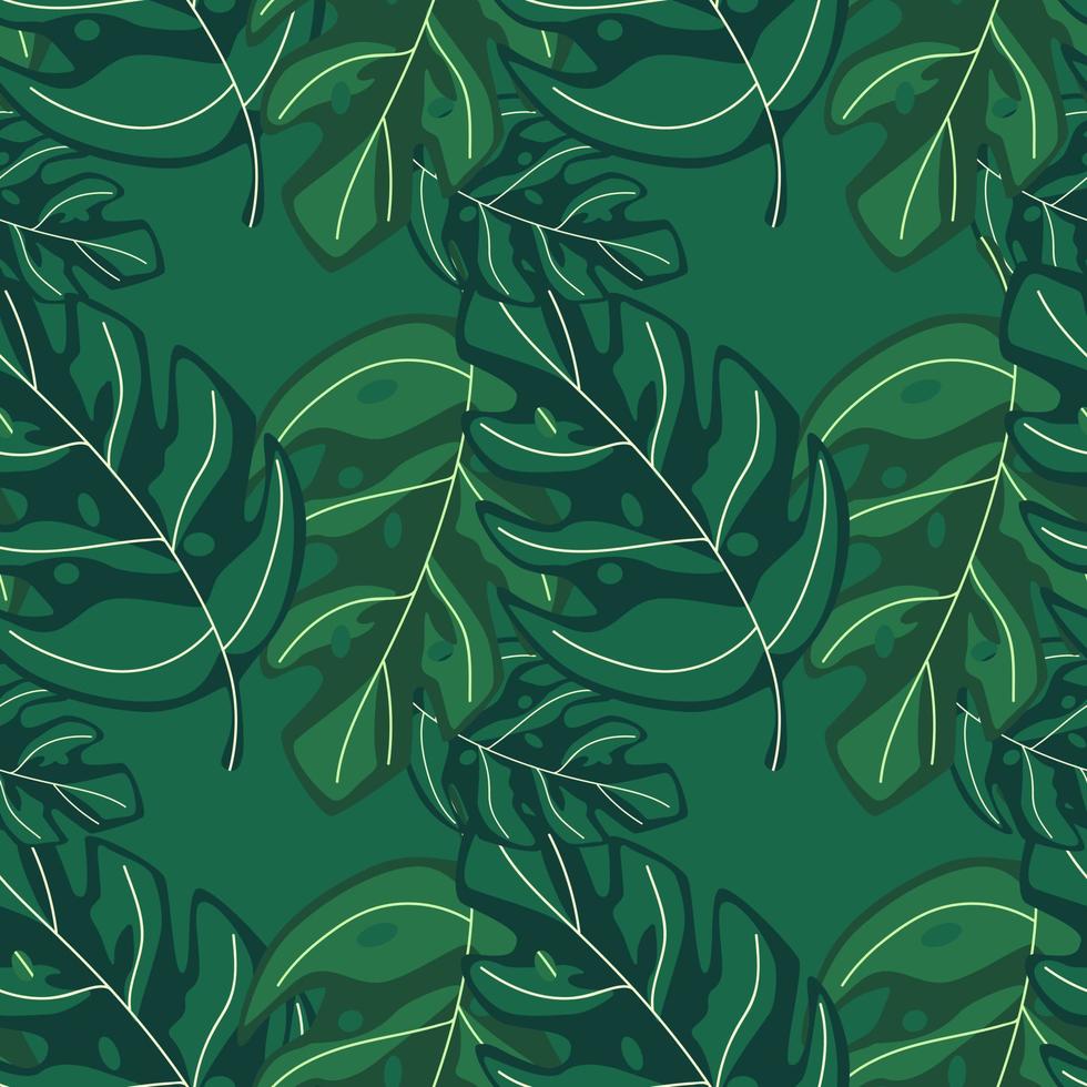 Tropical monstera leaves seamless repeat pattern . Exotic plant. vector