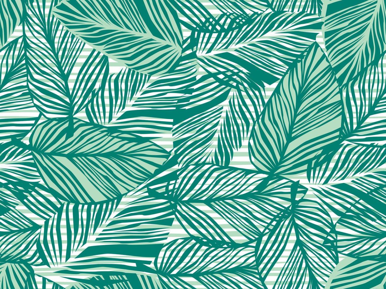 Tropical pattern, palm leaves seamless vector floral background.