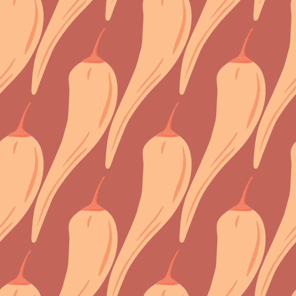 Chilli seamless pattern in doodle style. Hot chile peppers wallpaper. Creative vegetarian healthy food texture. vector