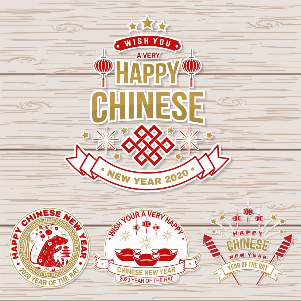 Set of Happy Chinese New Year sticker design. Vector. Chinese New Year patch or greeting card. vector