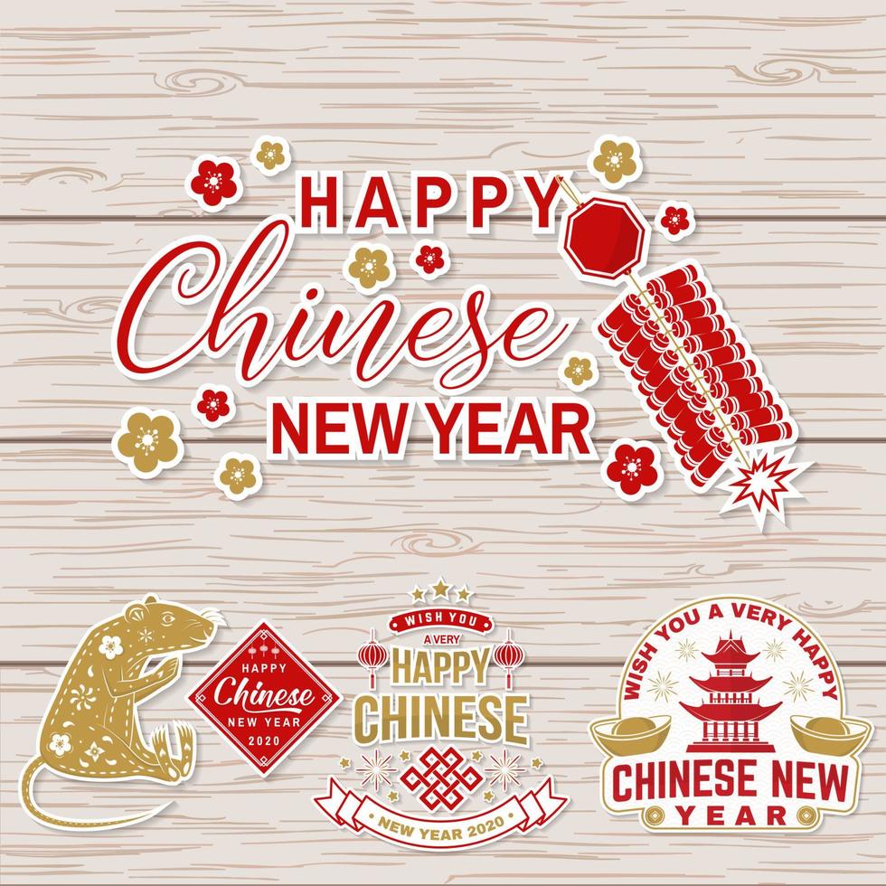 Set of Happy Chinese New Year sticker design. Vector. Chinese New Year patch or greeting card. vector