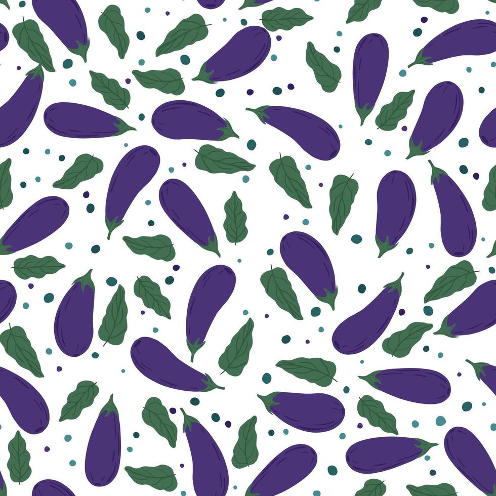 Eggplants seamless pattern. Violet aubergines wallpaper illustration vector