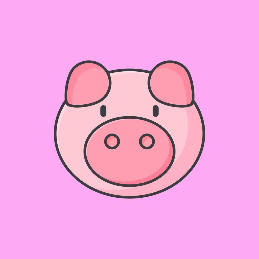 ilustración de dibujos animados de cara de cerdito vector