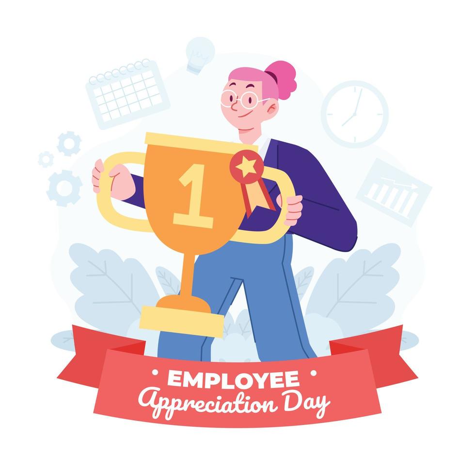 HR Employee concept vector Illustration idea for landing page template, rewarding with bonus for good result, motivation and inspirational appreciation, success award. Hand drawn Flat Style