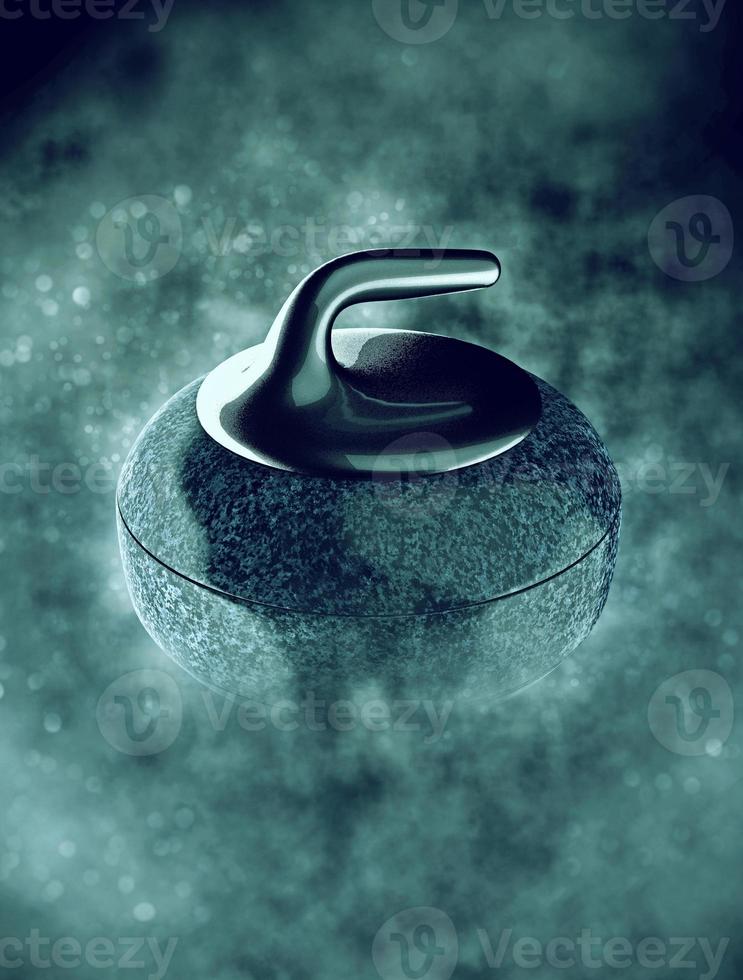 curling stone in smoke with bokeh photo