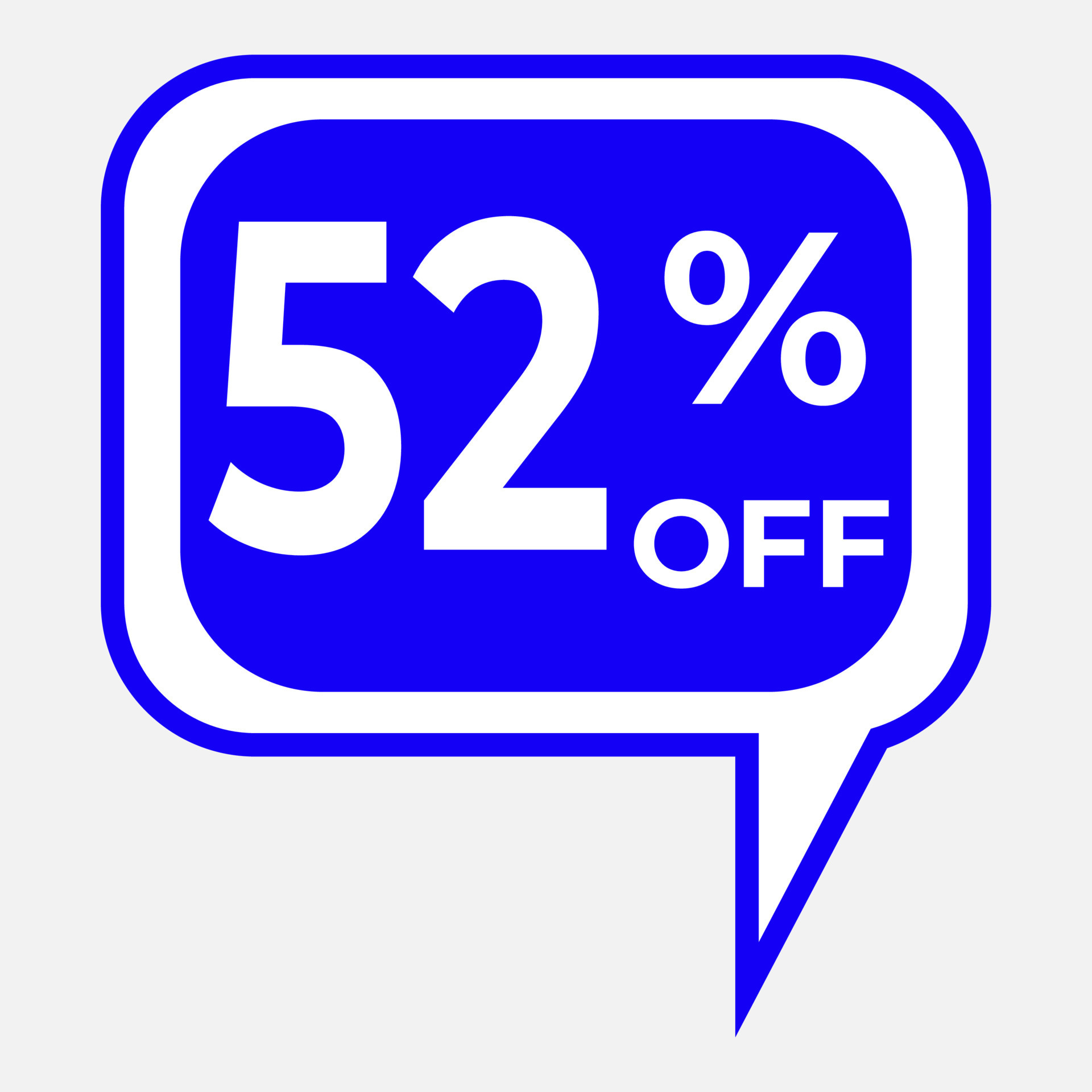 Sale tag speech bubble red shape with different discount 52 percent