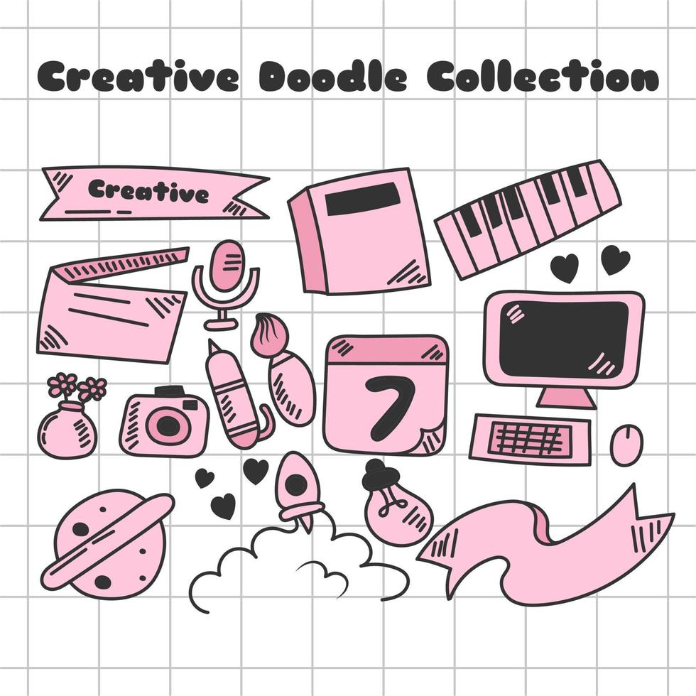 colección de arte de doodle creativo estilo de dibujo a mano vector