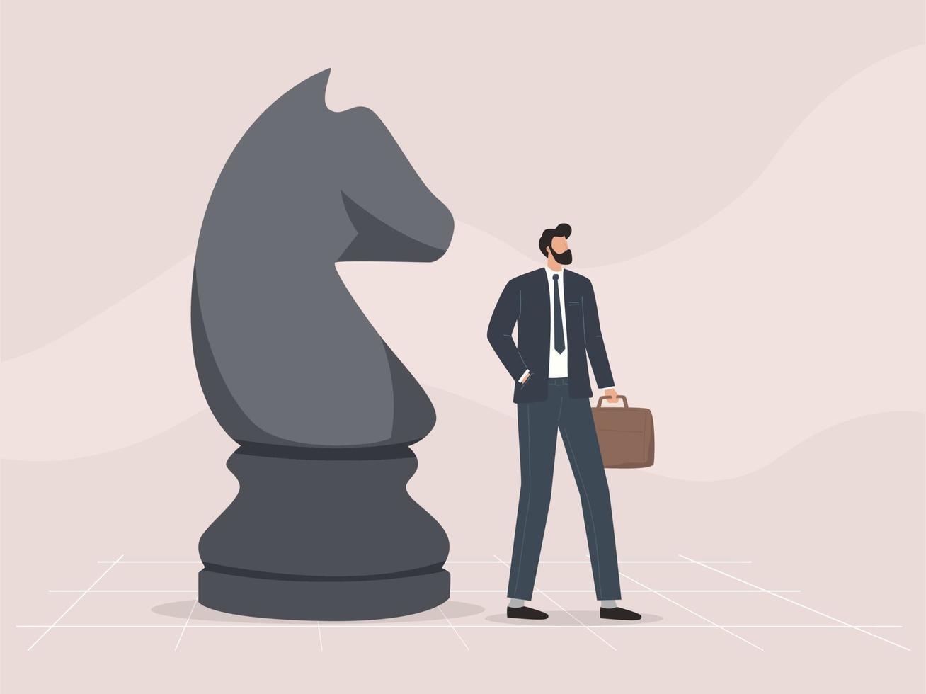Businessman playing chess with big figures vector