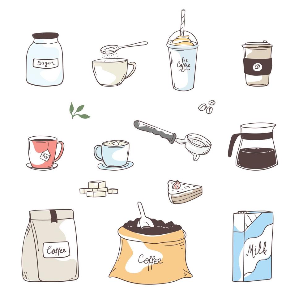 Handdrawn cafe and coffee house pattern vector