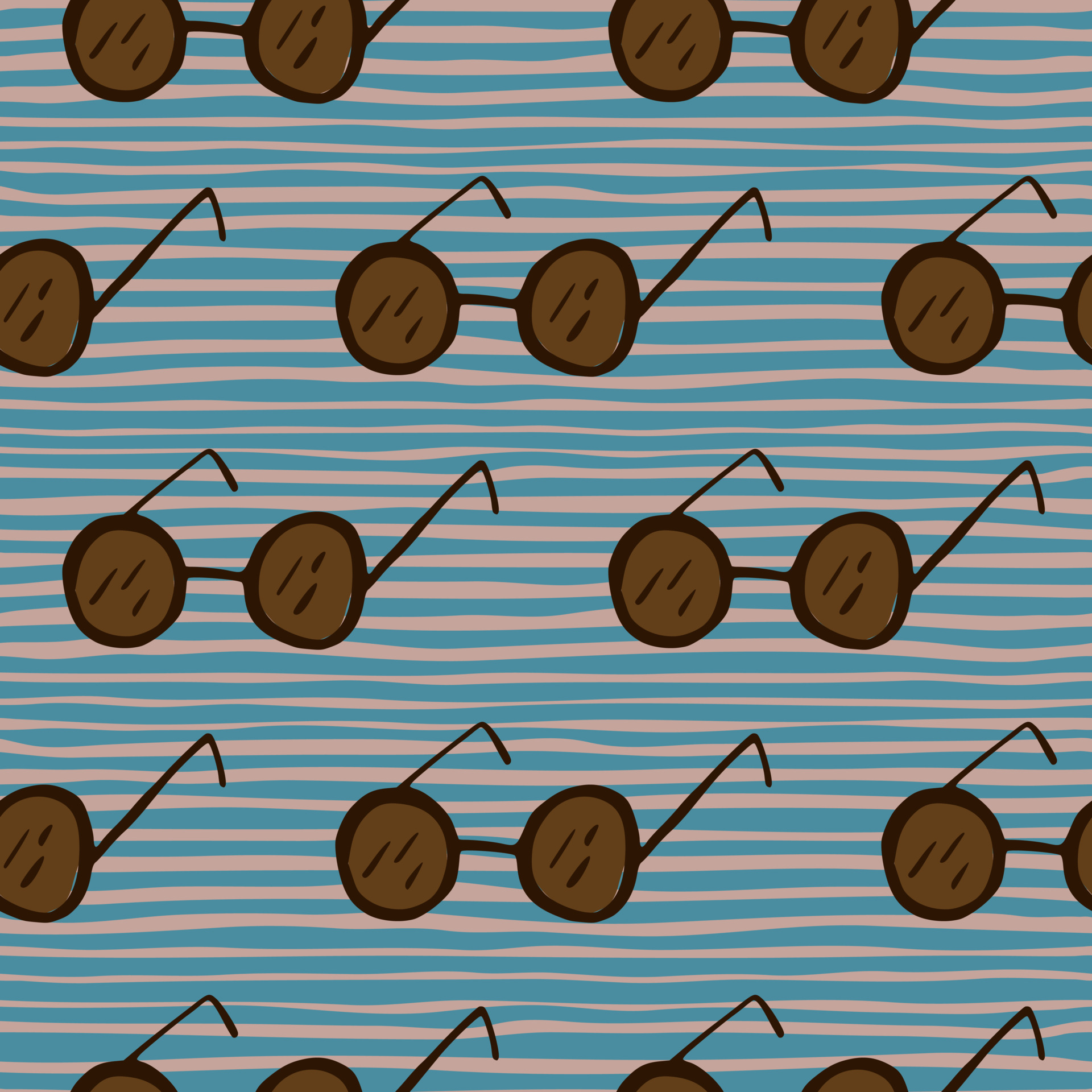 Brown sunglasses print seamless doodle pattern. Fashion accessory print