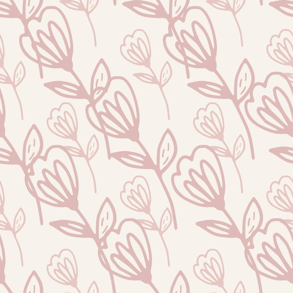 Cute outline flower seamless pattern. Ditsy floral background. Naive art. Doodle floral endless wallpaper. vector