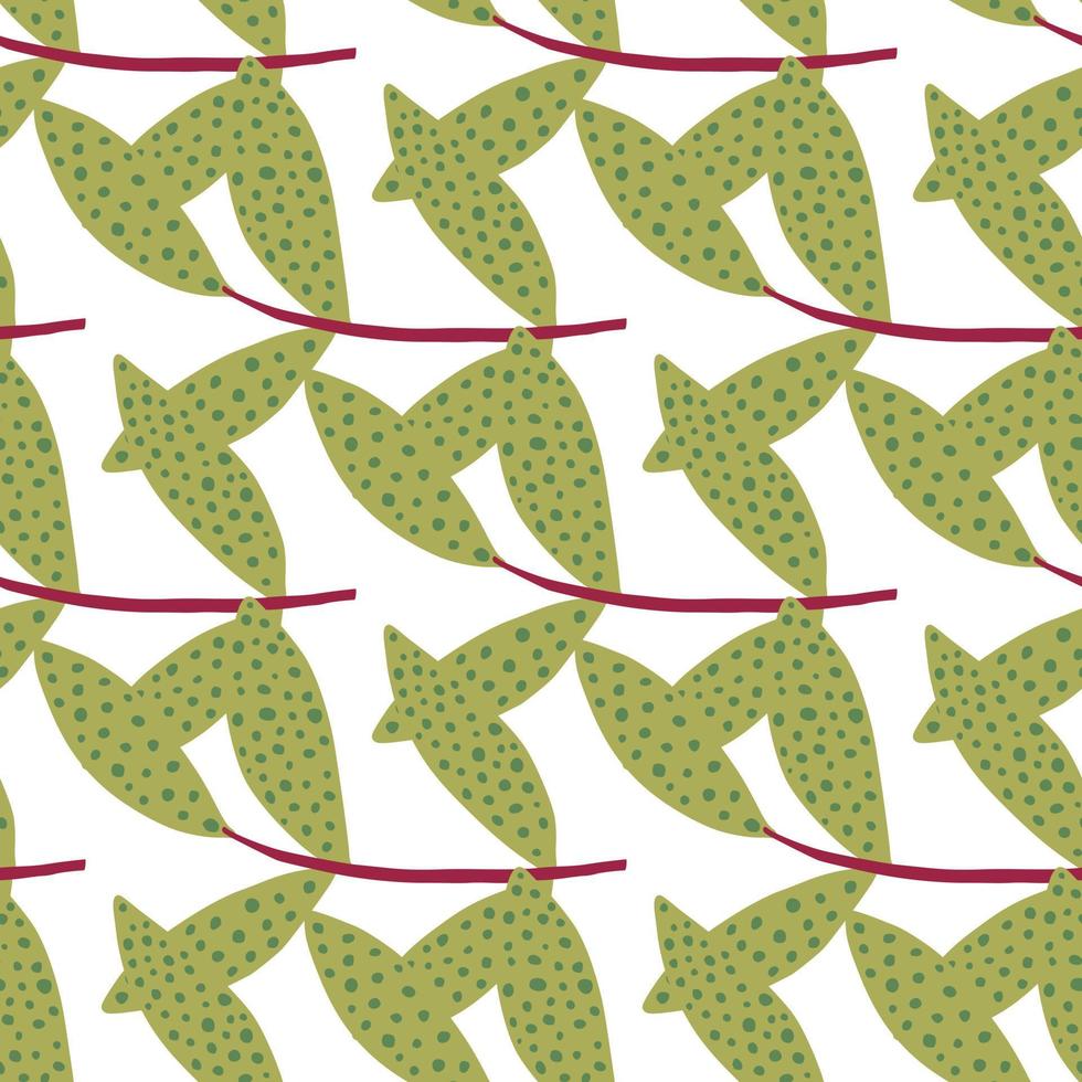 Seamless pattern with olive colour branches. White isolated background. vector