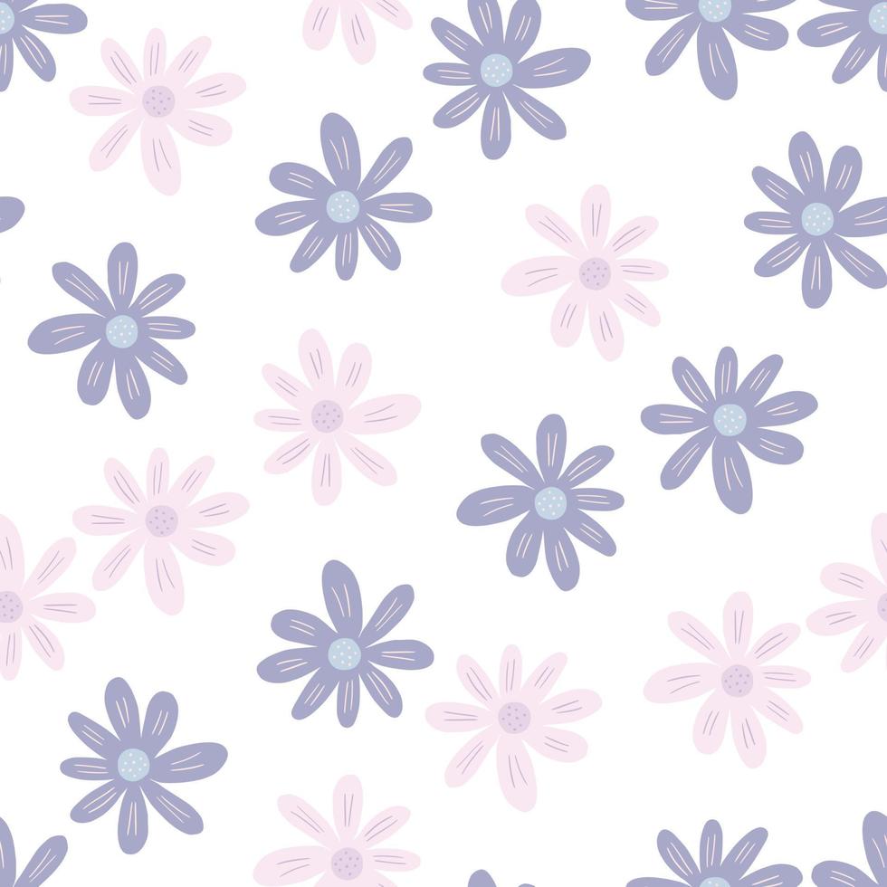 Simple ditsy flowers seamless pattern isolated on white background. vector