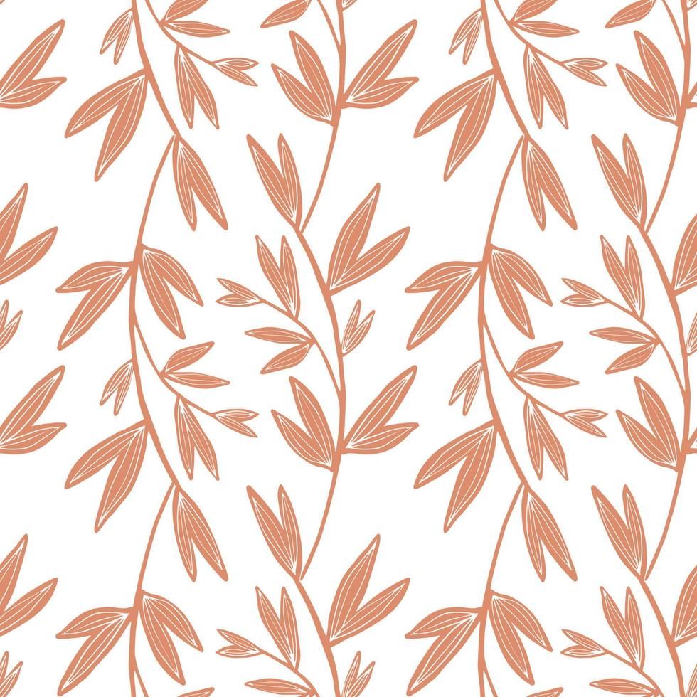 Vintage leaf seamless pattern isolated on white background. Botanical background. Retro floral wallpaper. vector