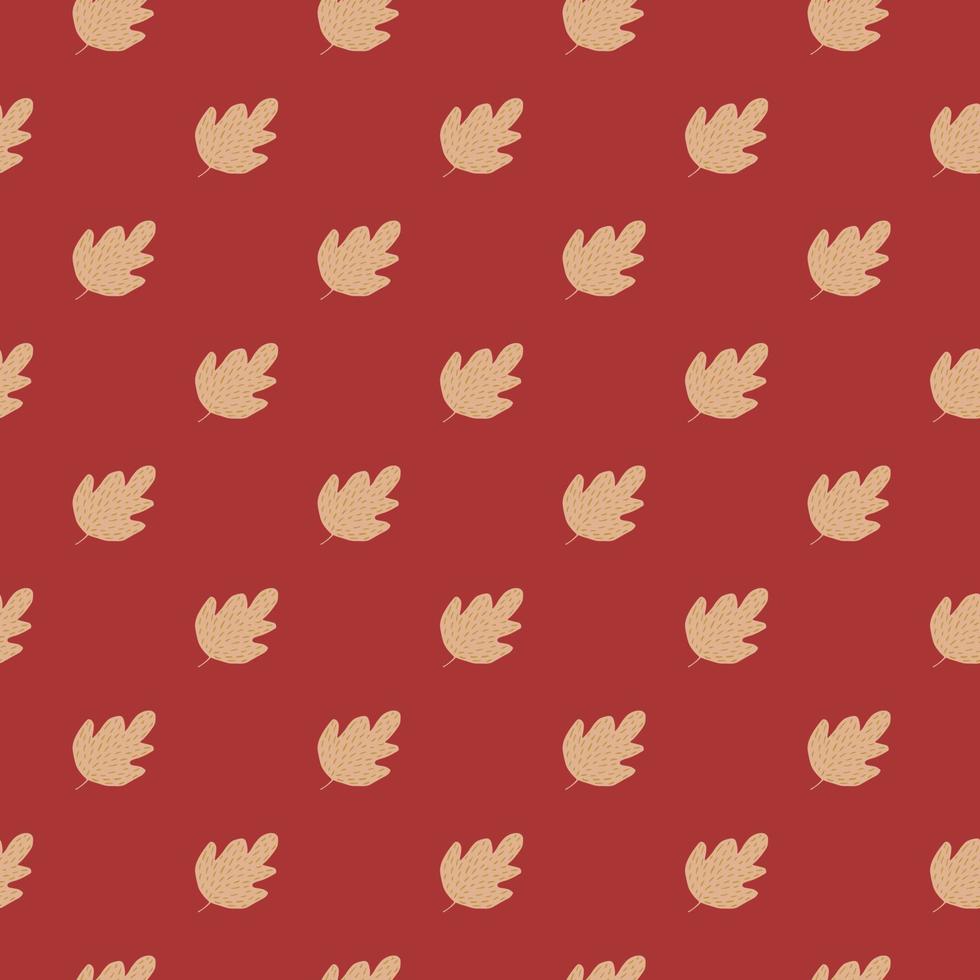 Geometric oak seamless pattern on red background. vector