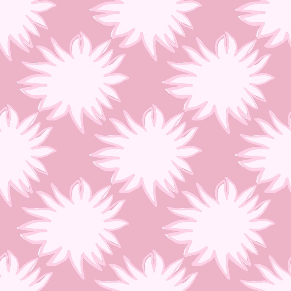 White abstract stars ornament seamless pattern. Doodle star elements on pink background. Contrast backdrop. vector