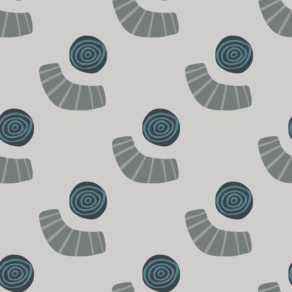 Pale seamless geometry pattern with circles and abstract forms. grey backgrouns. Simple scribble print. vector