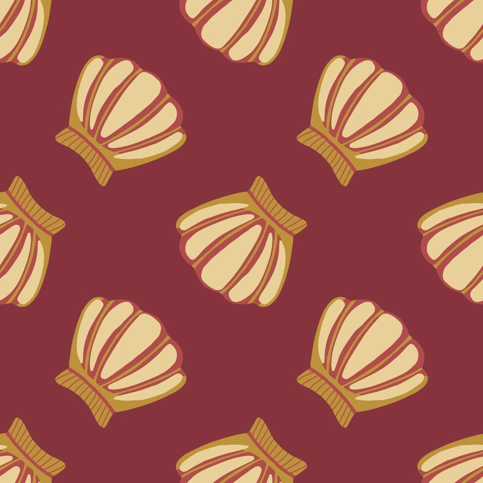 Geometric seashells seamless pattern in vintage style. Abstract sea ocean shell endless wallpaper. vector