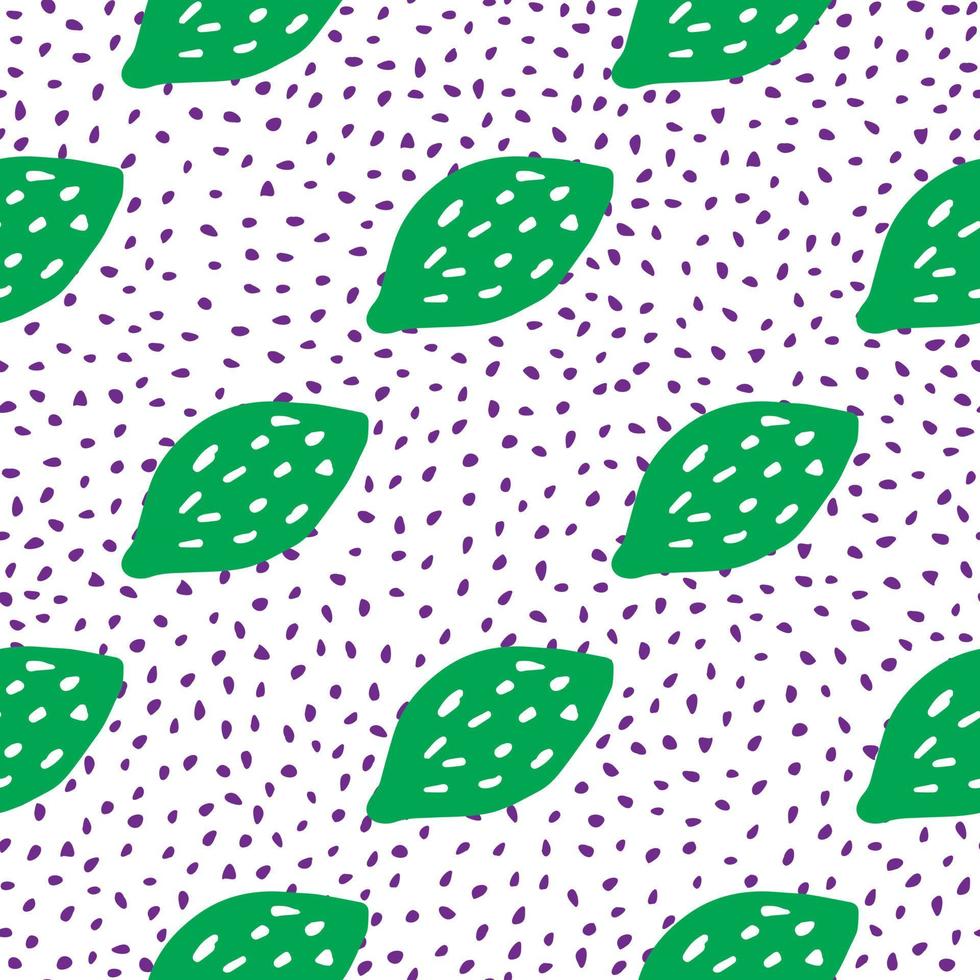 Funny citrus fruits wallpaper. Green lemon seamless pattern in doodle style. vector