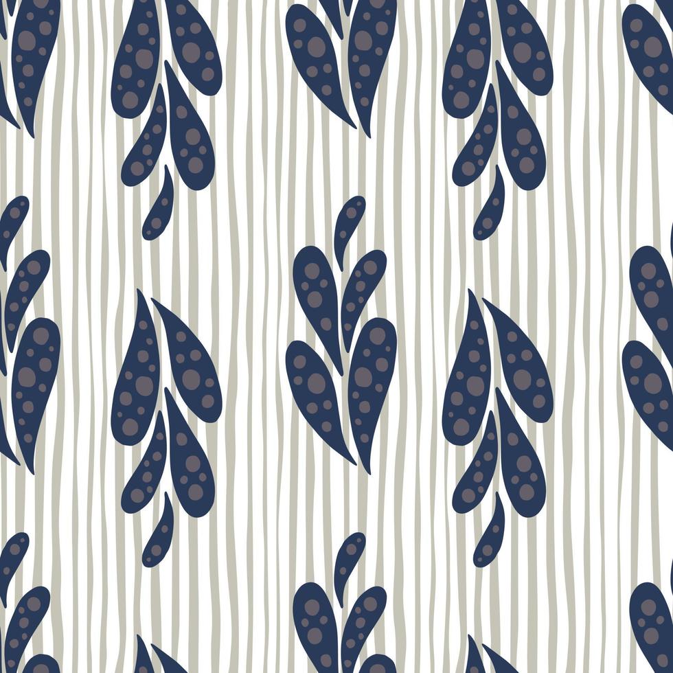 Paisley de patrones sin fisuras con formas de pepino oriantal azul marino de garabato abstracto. fondo rayado vector