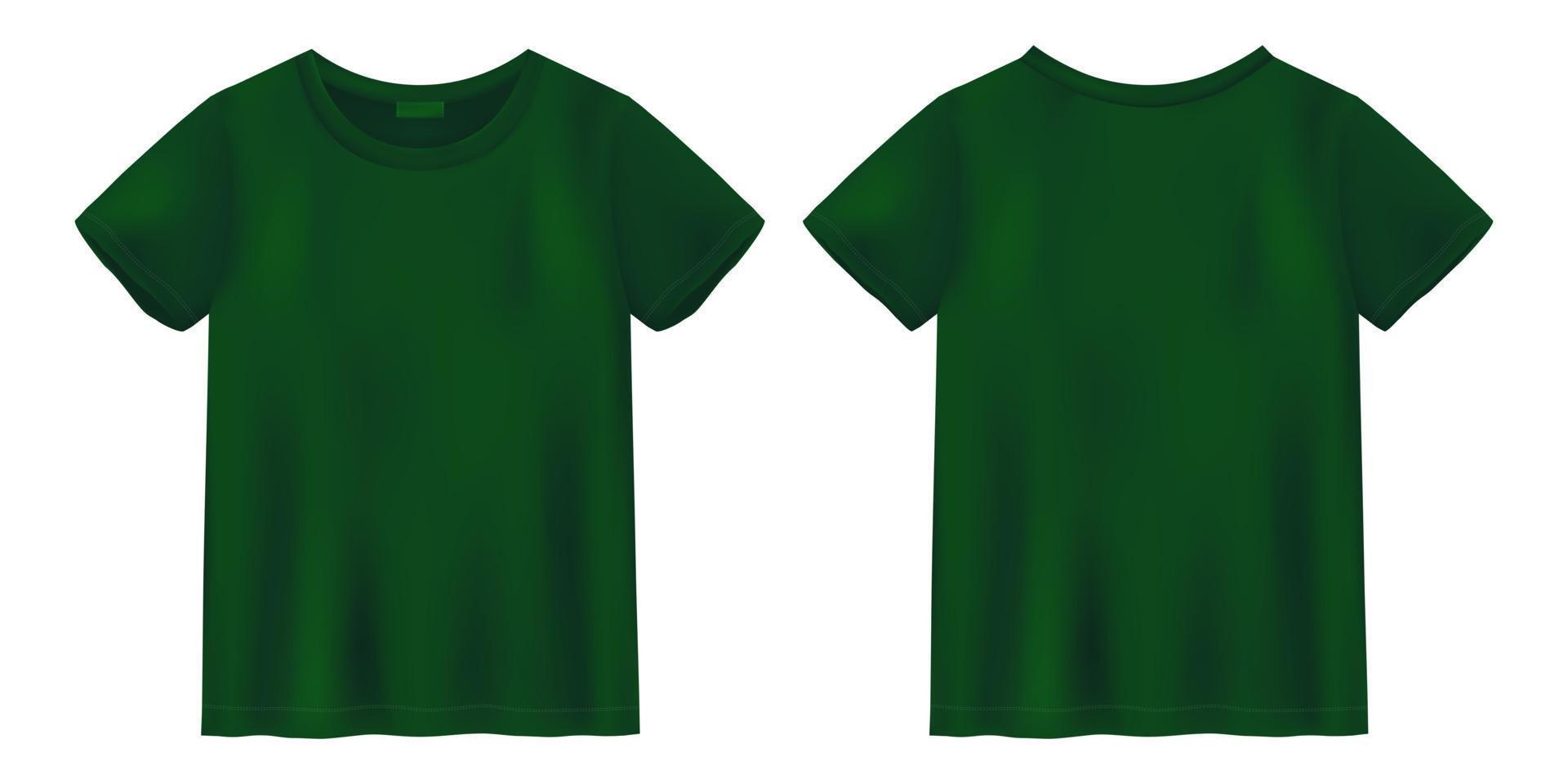 Unisex green t shirt mock up. T-shirt design template. Short sleeve tee. vector