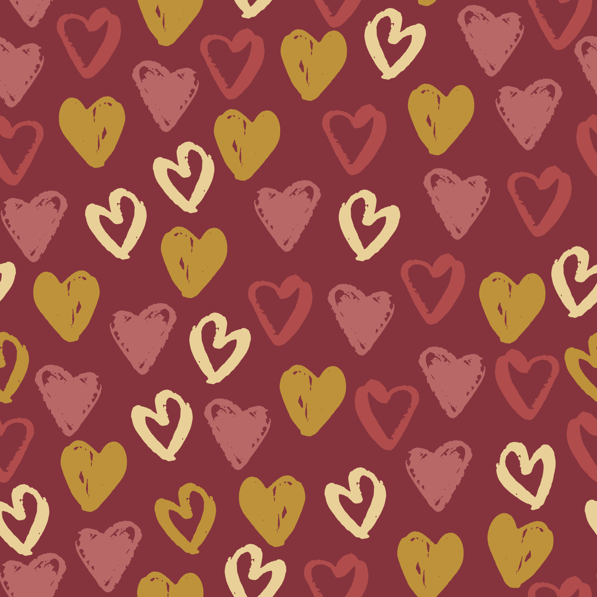 Amour heart elements seamless pattern. Simple love ornament in pastel