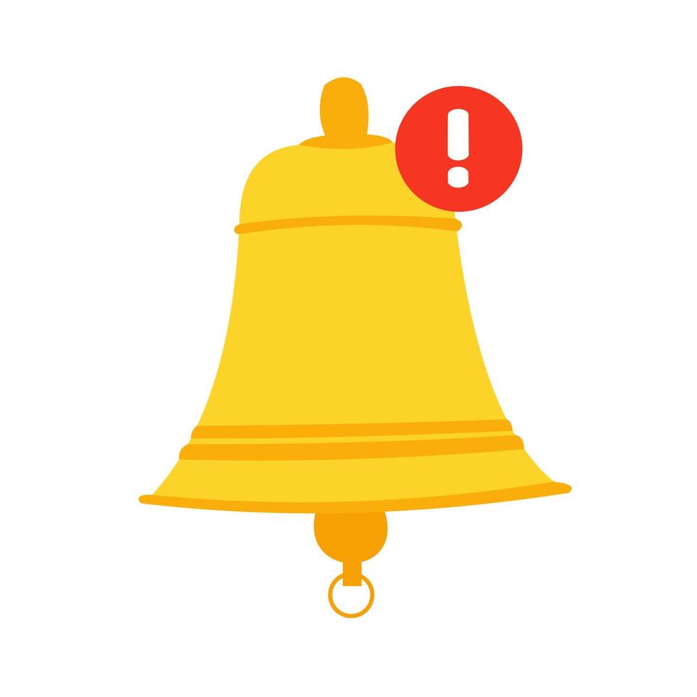 Notification bell icon. The golden alert bell is shaking to alert the upcoming schedule. vector