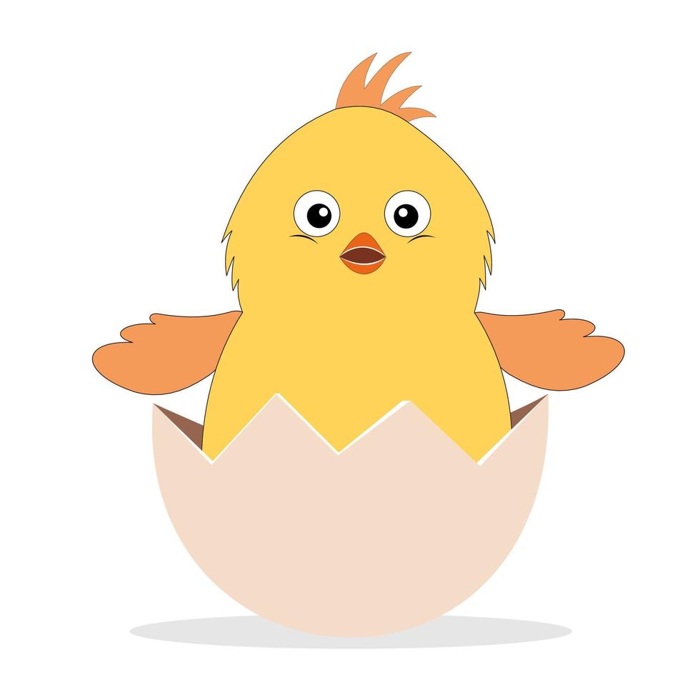 pequeño pollito amarillo en una cáscara de huevo. personaje vectorial de  dibujos animados sobre fondo blanco aislado. 5634149 Vector en Vecteezy