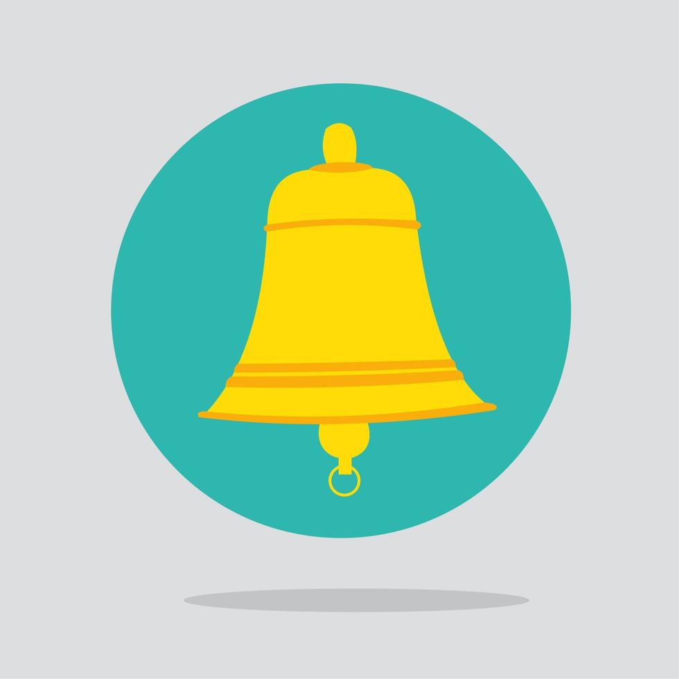 Notifications call icon with bell on color round. Modern vector illustration, flat design