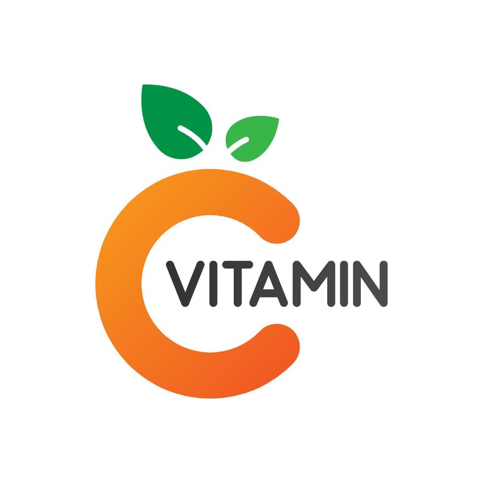 vitamin C logo, citrus fruit in the shape of the letter C vector