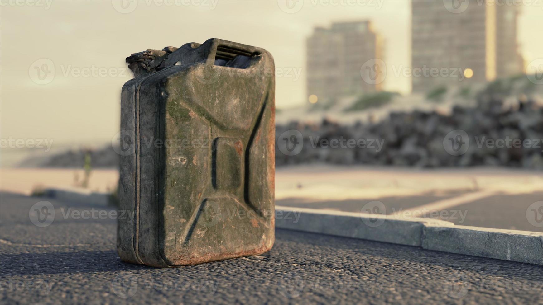 old metal fuel canister on beach parking photo