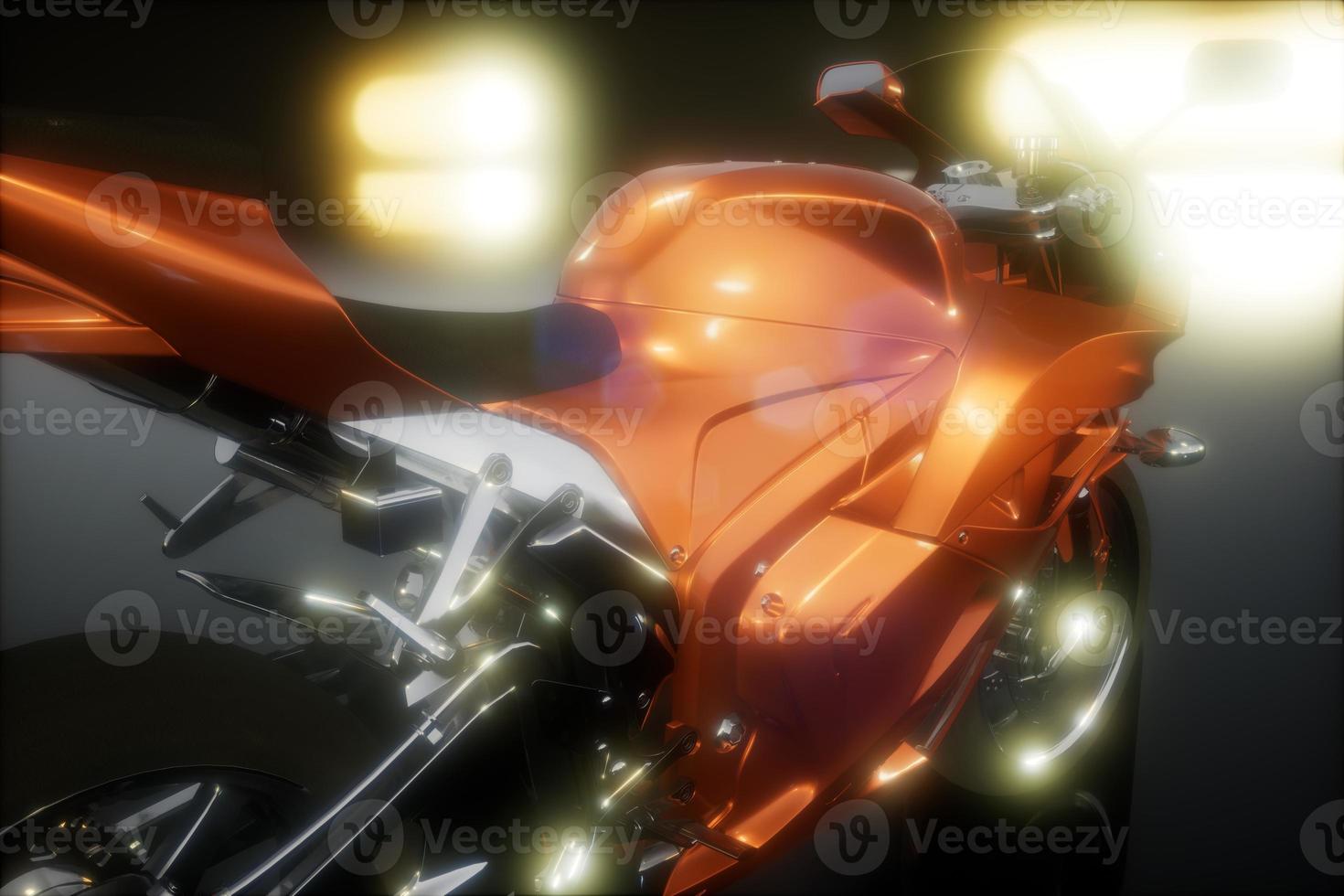 moto sport bike in dark studio with bright lights photo