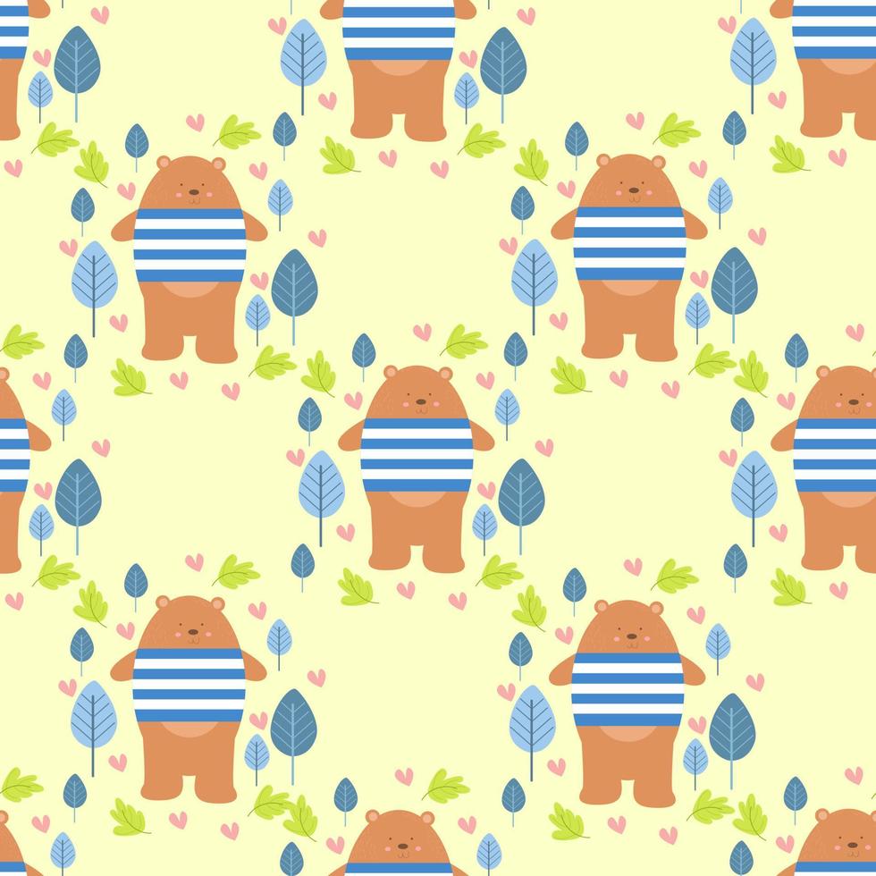 Animal pattern with cute bear vector