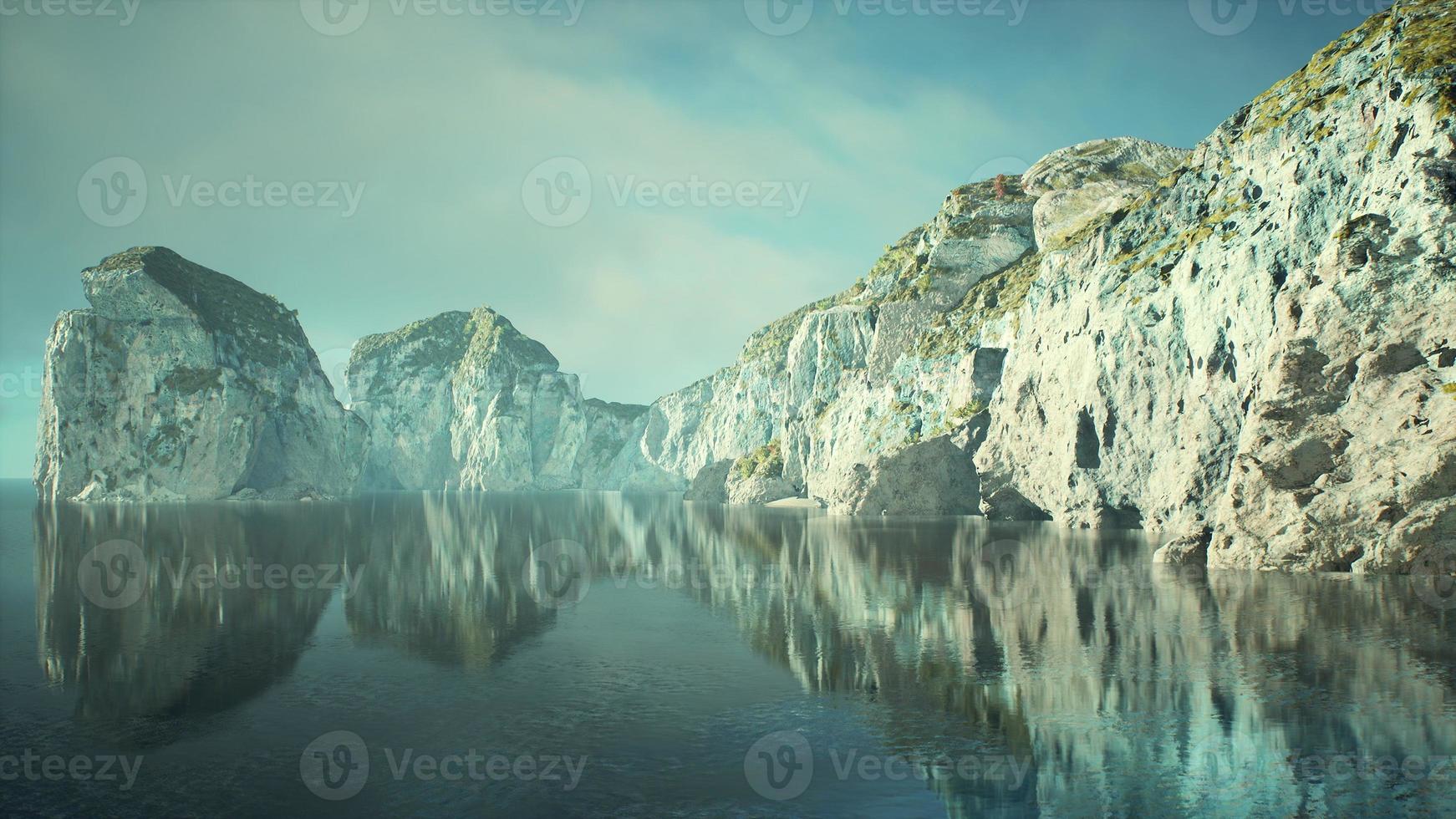panoramic view of nice colorful huge cliff and sea photo