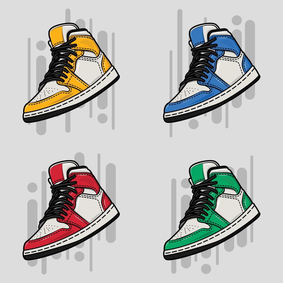 sneakers set with different colors vector