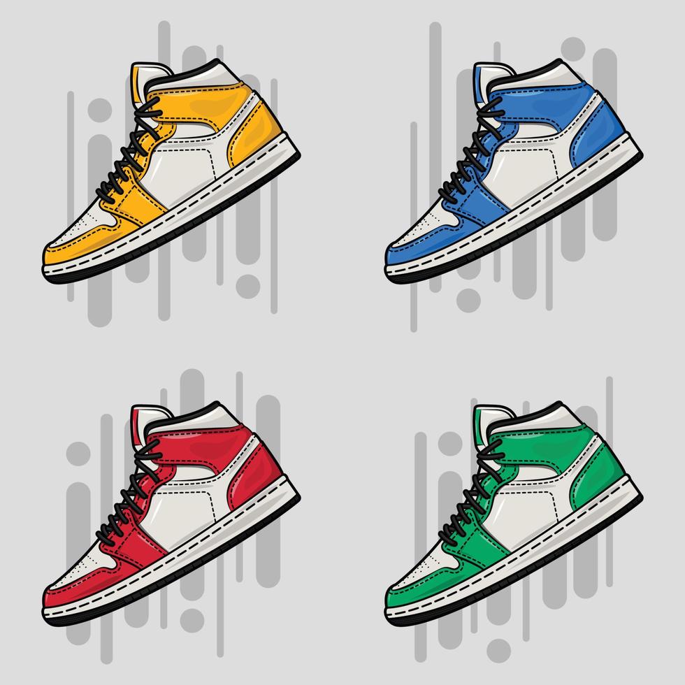 sneakers set with different colors vector