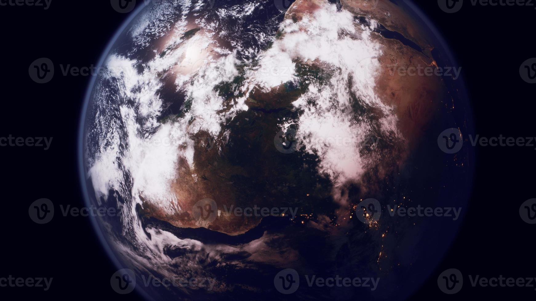 Beautiful space view of the Earth with cloud formation photo