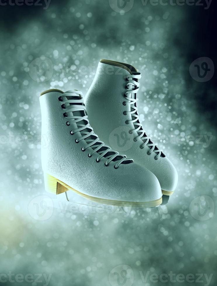 Figure skates in smoke with bokeh photo