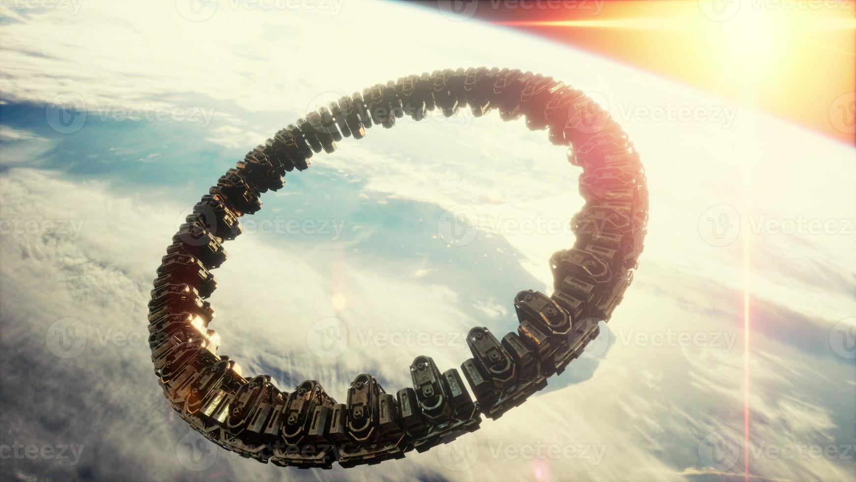 UFO Spaceship Hovering in the sky elements furnished by NASA photo