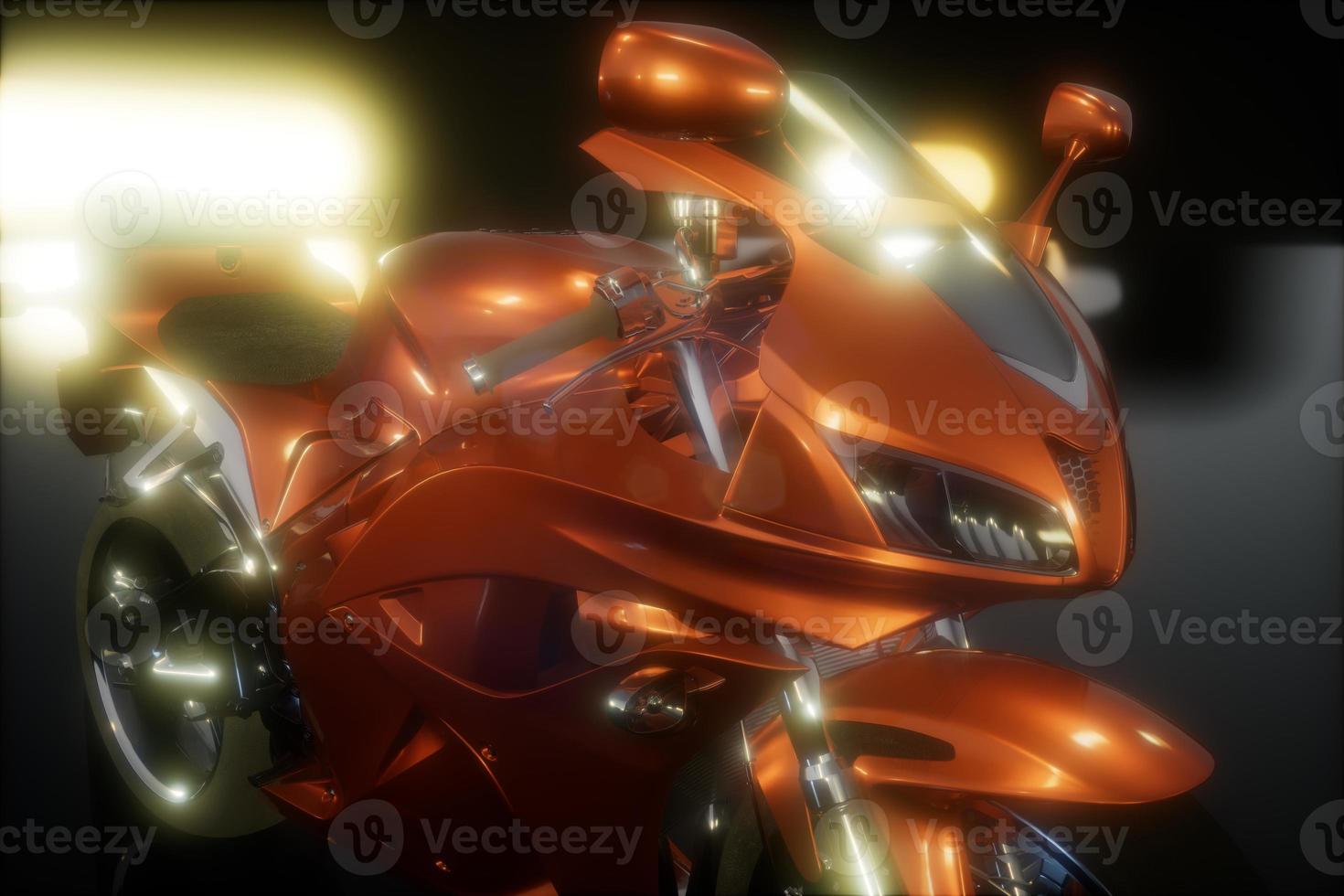 moto sport bike in dark studio with bright lights photo
