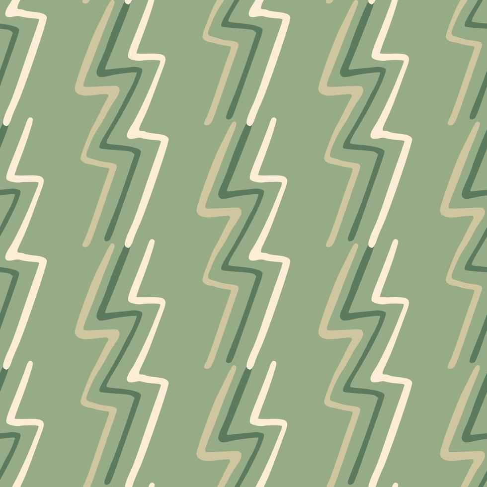 lightning doodle pattern on green background. Modern zigzag line art wallpaper. vector