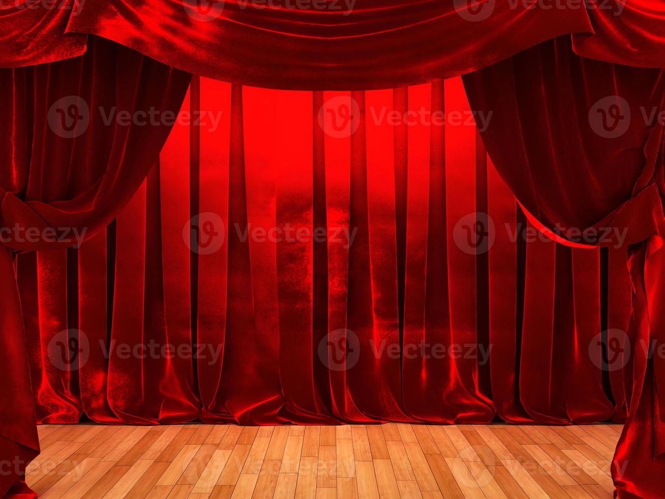 red velvet curtain opening the scene photo