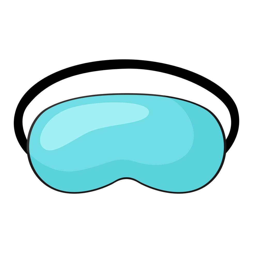 Sleep mask turquoise with black elastic on white background. Face mask for sleeping human isolated in flat style vector