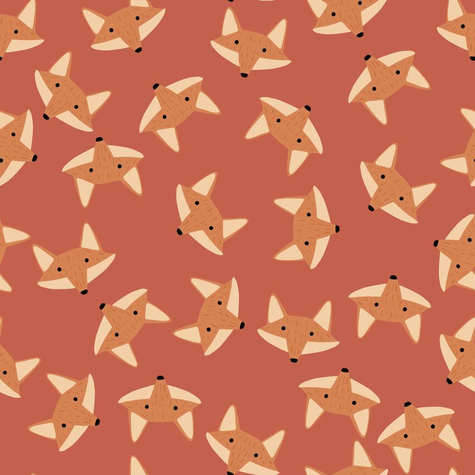 Fox pattern seamless in freehand style. Head animals on colorful background. Vector illustration for textile.