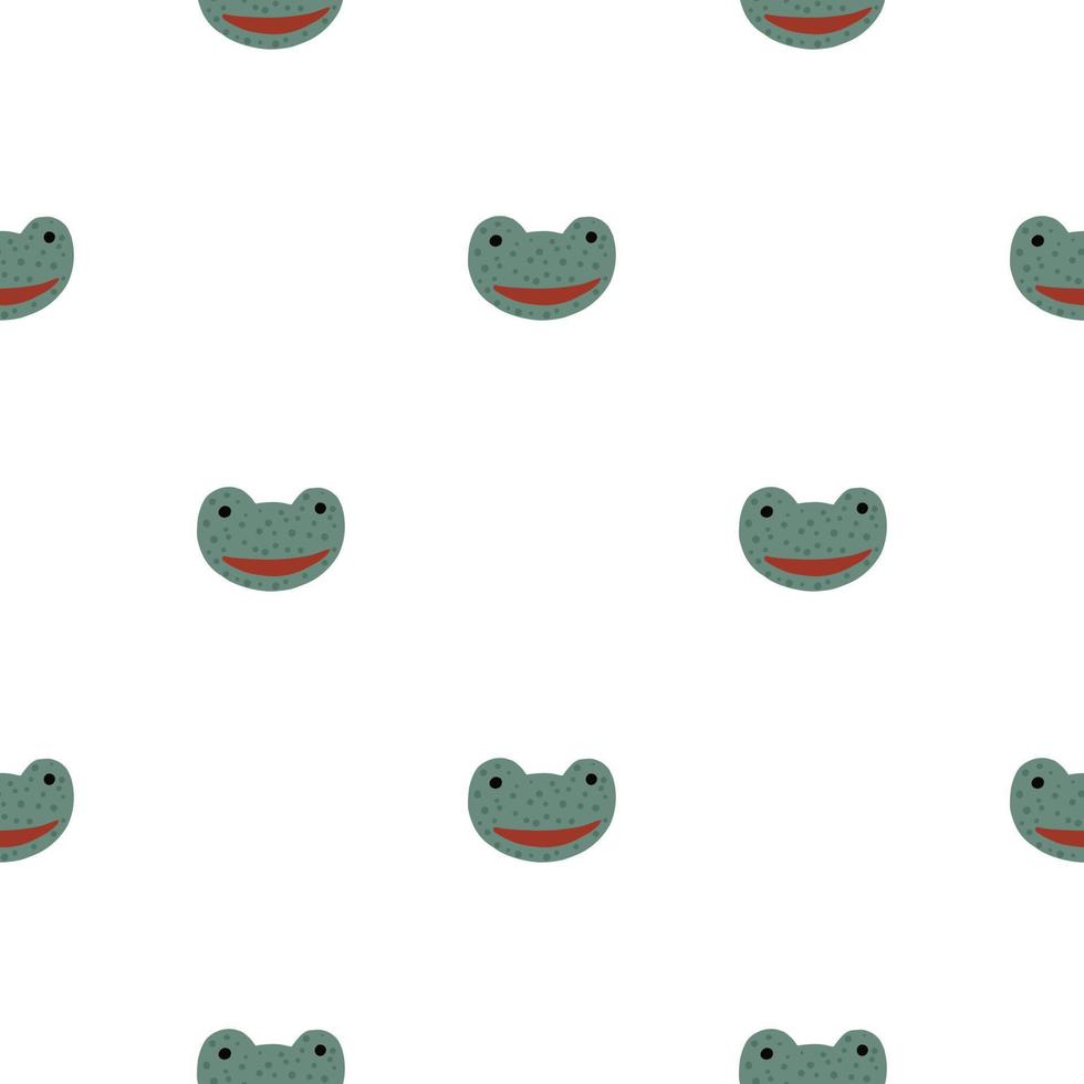 Frog pattern seamless in freehand style. Head predator on colorful background. Vector illustration for textile.