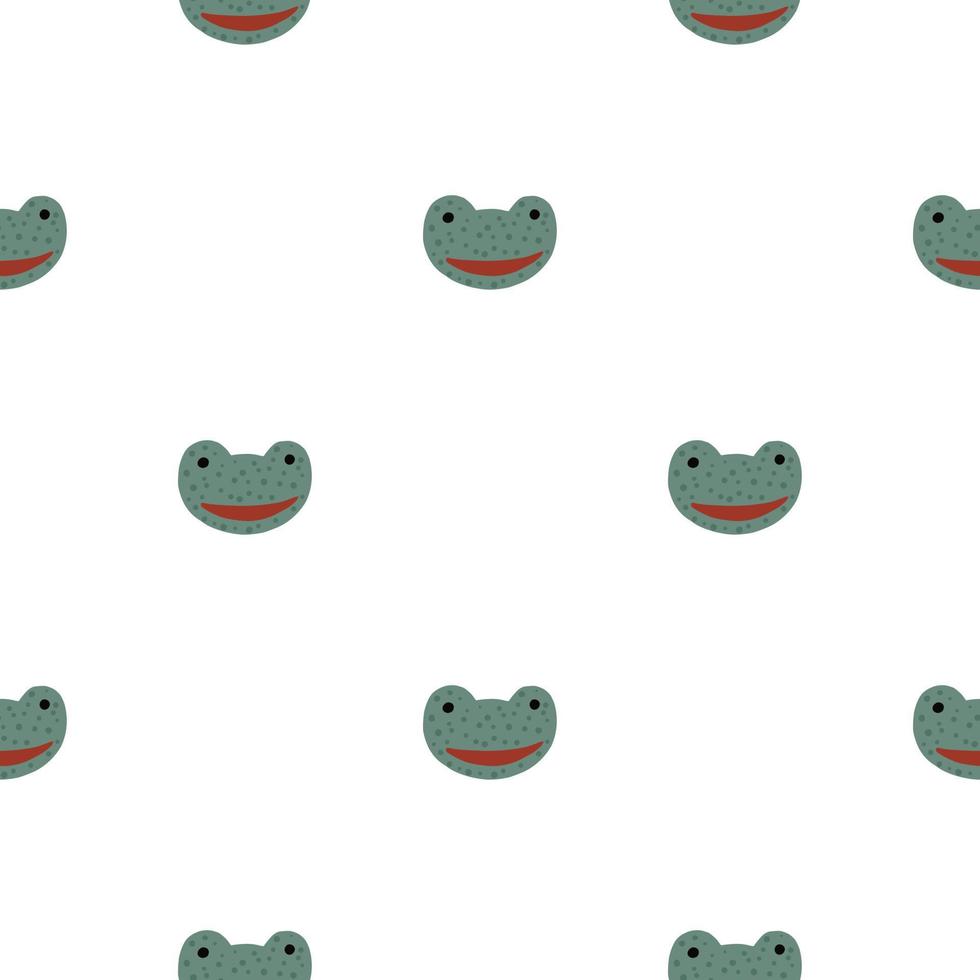 Frog pattern seamless in freehand style. Head predator on colorful background. Vector illustration for textile.