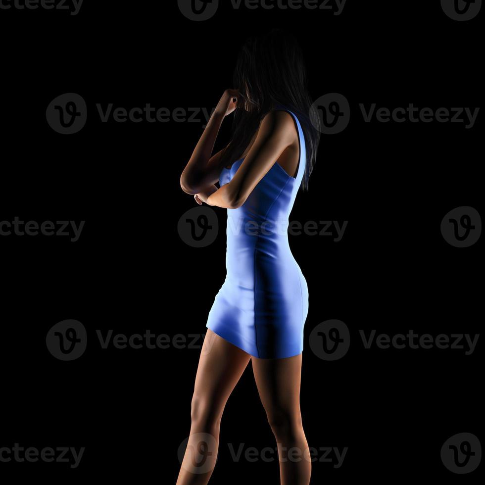 Sexy brunette woman posing in dark studio photo