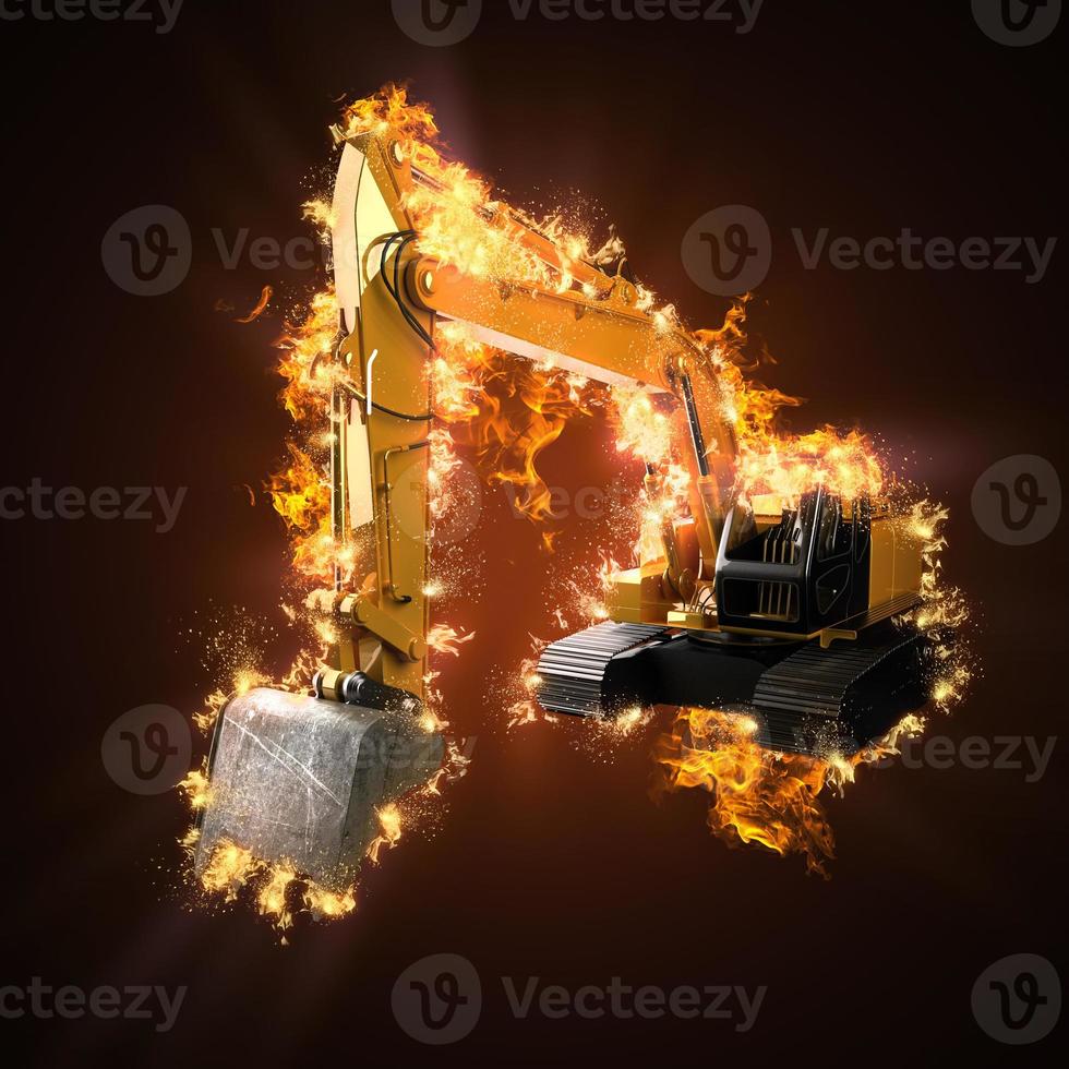 excavator in fire photo